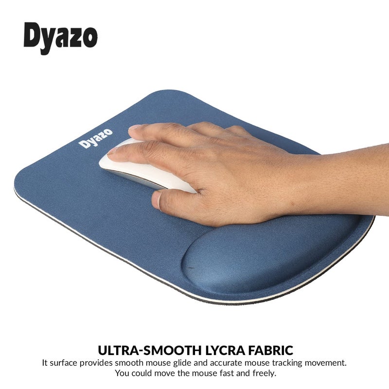 Dyazo Memory-Foam Gel Mouse Pad with Wrist Rest Support Non Slip Rubber Base Mousepad Suitable for Computer, Laptop, Notebooks Gaming (Blue) - Image 3