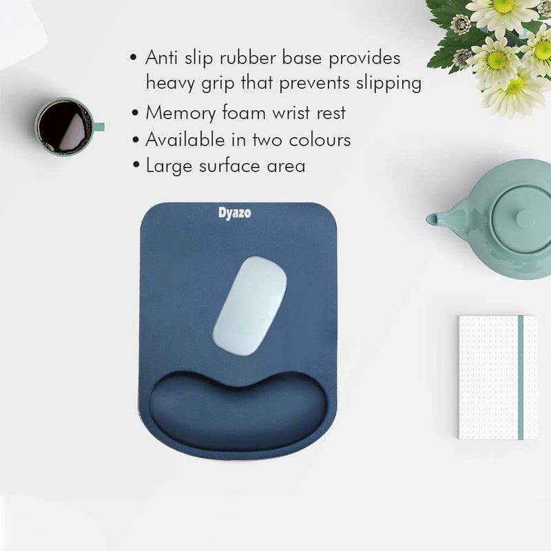 Dyazo Memory-Foam Gel Mouse Pad with Wrist Rest Support Non Slip Rubber Base Mousepad Suitable for Computer, Laptop, Notebooks Gaming (Blue) - Image 5
