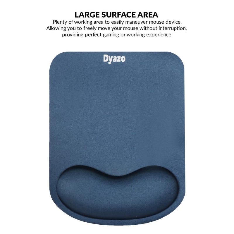 Dyazo Memory-Foam Gel Mouse Pad with Wrist Rest Support Non Slip Rubber Base Mousepad Suitable for Computer, Laptop, Notebooks Gaming (Blue) - Image 2
