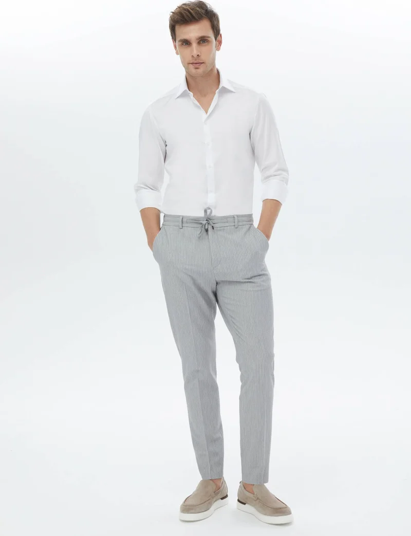 Kip White Plain Slim Fit Woven Classic Cotton Shirt