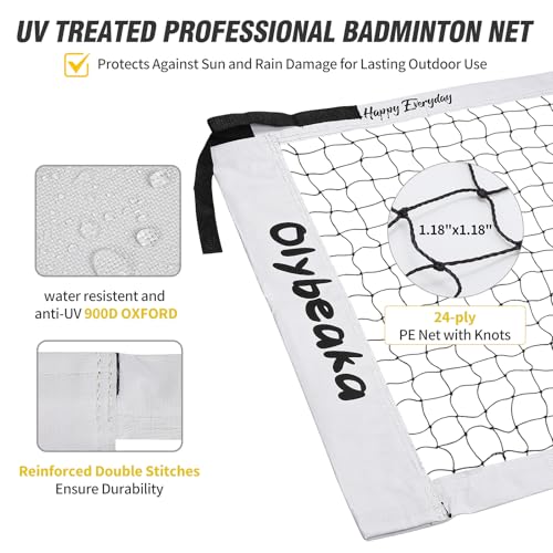 Olybeaka Badminton Set Outdoor for Backyard Lawn Beach Portable Badminton Net Set System with Anti Sagging Design 4 Carbon Aluminum Rackets 3 Birdies and Carrying Bag - Image 4