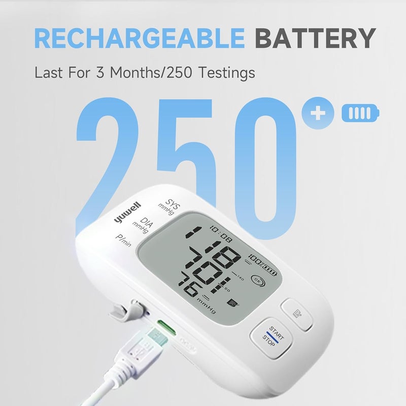 yuwell Rechargeable Wrist Blood Pressure Monitors for Home Use Large Blood Pressure Cuff Wrist with Voice Broadcast Blood Pressure Machine with Irregular Heartbeat Including Travel Case  USB Cable - Image 2