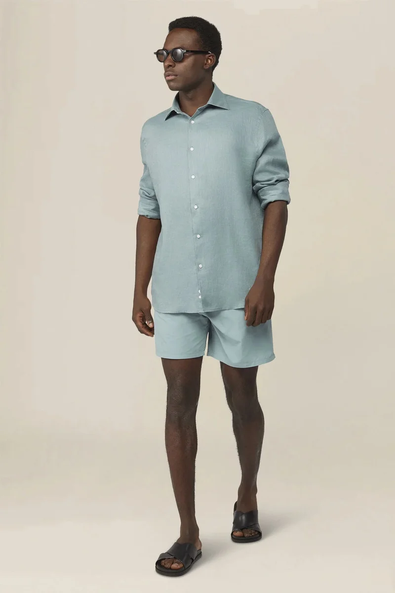 Men's plain swim shorts - Sage Green
