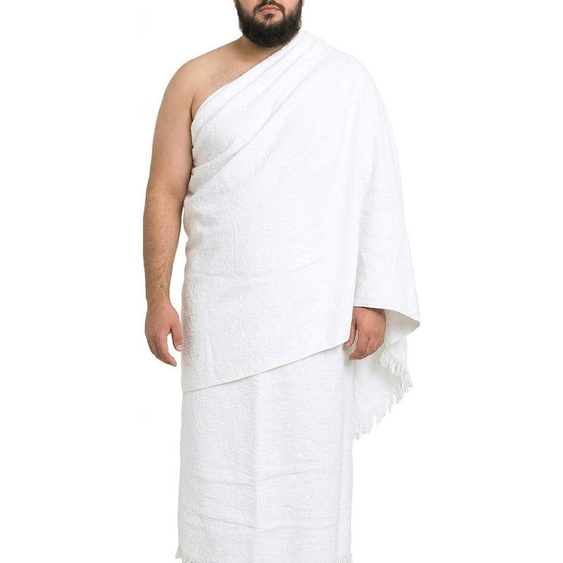 Jumbo extra Large XXXL Adult Hajj Umrah Mens Wearing 100 hygienic Pure Cotton Towel Clothing Set ihram ehram ahram 2 Pcs Towels top, Bottom 127x241Vcm New Dry Fast Microfiber Woven Technology - Image 1