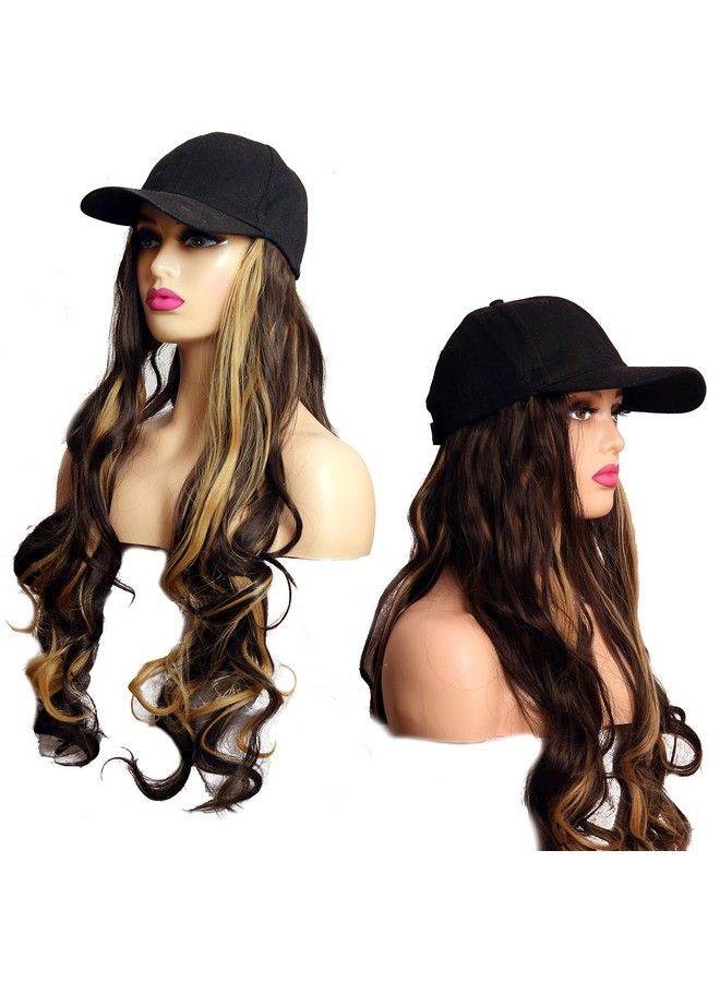 Rapidsflow Synthetic Hair Hat 26" Long Hairpiece Adjustable Baseball Cap Attached Natural Wig For Women Girls(Free Carry Pouch) (8555) - Image 4