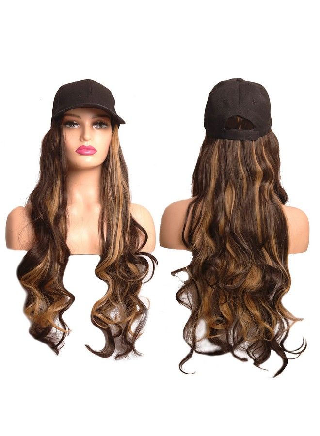 Rapidsflow Synthetic Hair Hat 26" Long Hairpiece Adjustable Baseball Cap Attached Natural Wig For Women Girls(Free Carry Pouch) (8555) - Image 2