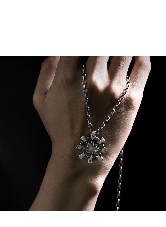 Fashion Vintage Men Necklace, Compass - Image 2