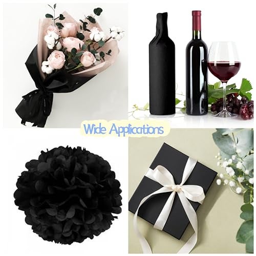 Hlonon Black Tissue Paper - 30 Sheets, 14 x 20 Inch, Gift Wrapping, DIY Crafts, Wedding, Birthday, Christmas - Image 4