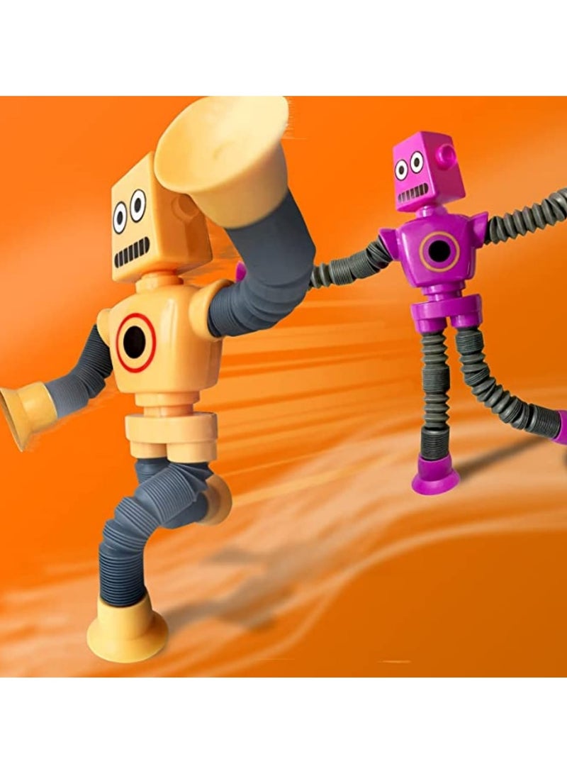 4 Pcs Telescopic Suction Cup Robot Toy with Light, Coolest Pop Tubes Sensory Toys for Toddlers, Educational Fidget Toys Robot Party Favors for Anxiety Kids for 2-9 Year Old Boys Girls, Stress Relief - Image 5