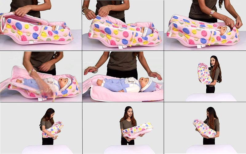 HOOPA وسادة هووبا 2 في 1 مغطاة ببطانية (ابتسامة وردية) | وسادة تغذية | وسادة رضاعة | وسادة إرضاع | وسادة للأطفال - Image 5