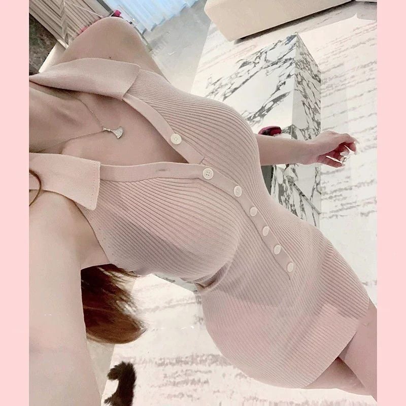 Pink Knitted Polo Neck Dress - Image 4