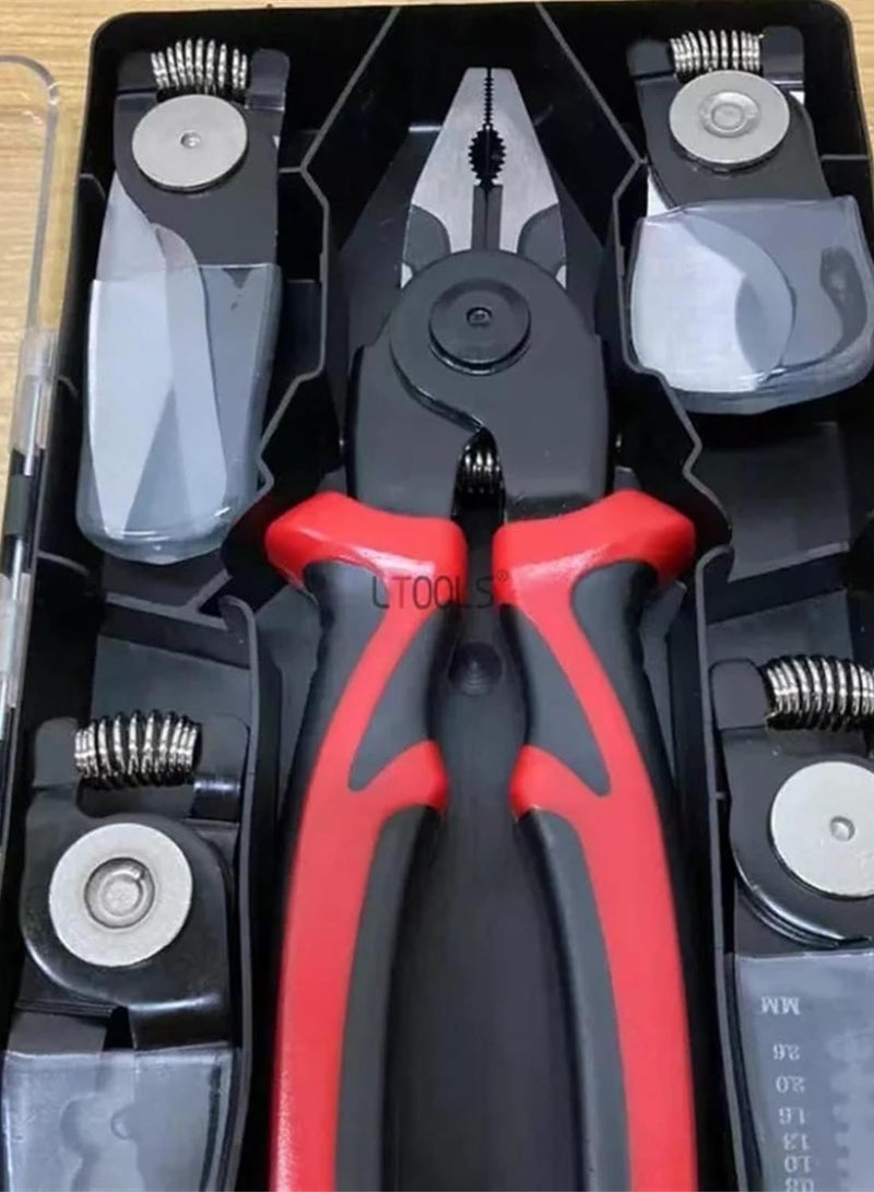 GGOOT 5 in 1 Cutting Stripping Pliers Wire Pressing Electricians Multifunctional Hardware Interchangeable Head Pliers Hand Tools (Color : Red) - Image 5