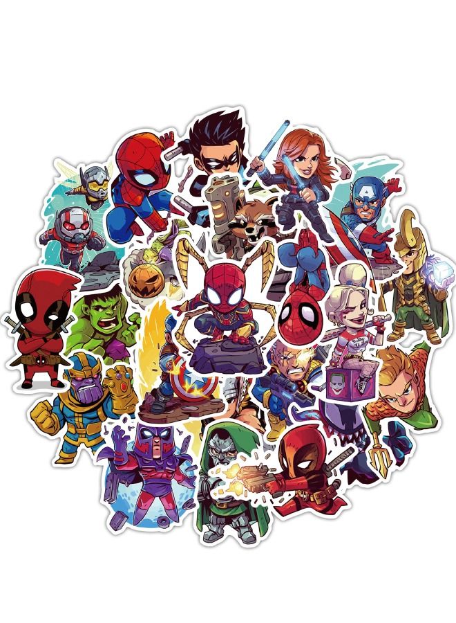50-Piece Superhero Stickers, Premium Waterproof Vinyl Stickers Set, HD Fine Color Printing, Suitable for Laptop Skateboard Luggage DIY  - Image 1