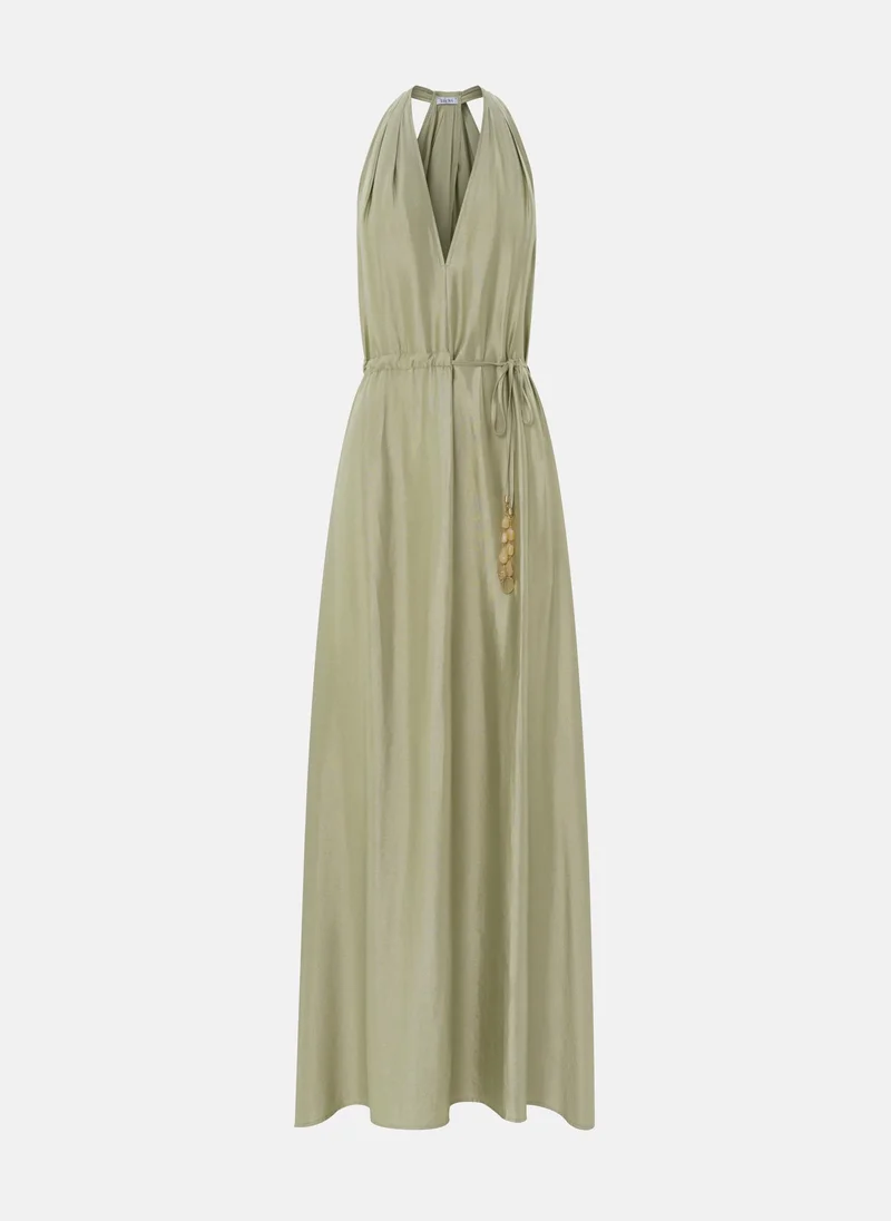 Lichi Maxi dress with draped back and waist ties
