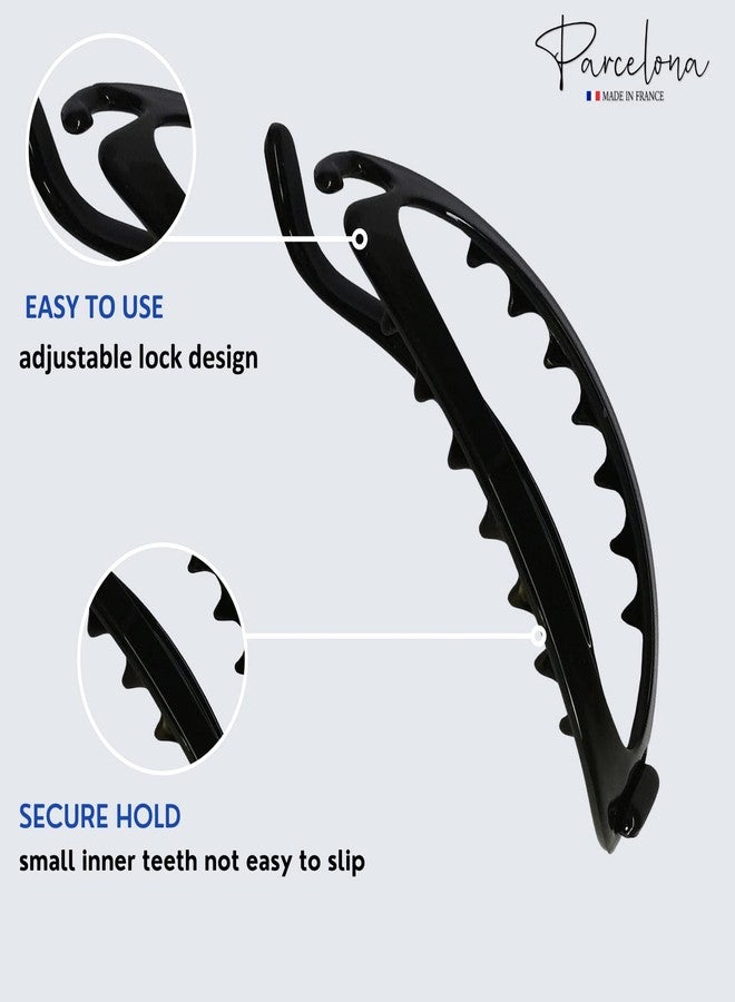 Parcelona French Plain Oval Large Ponytail Holder Metal Free Hair Clip Barrette (Glossy Black) - Image 3