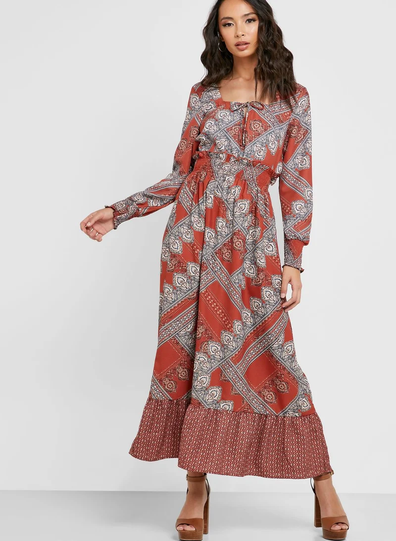 ONLY Ruffle Hem Printed Skirt