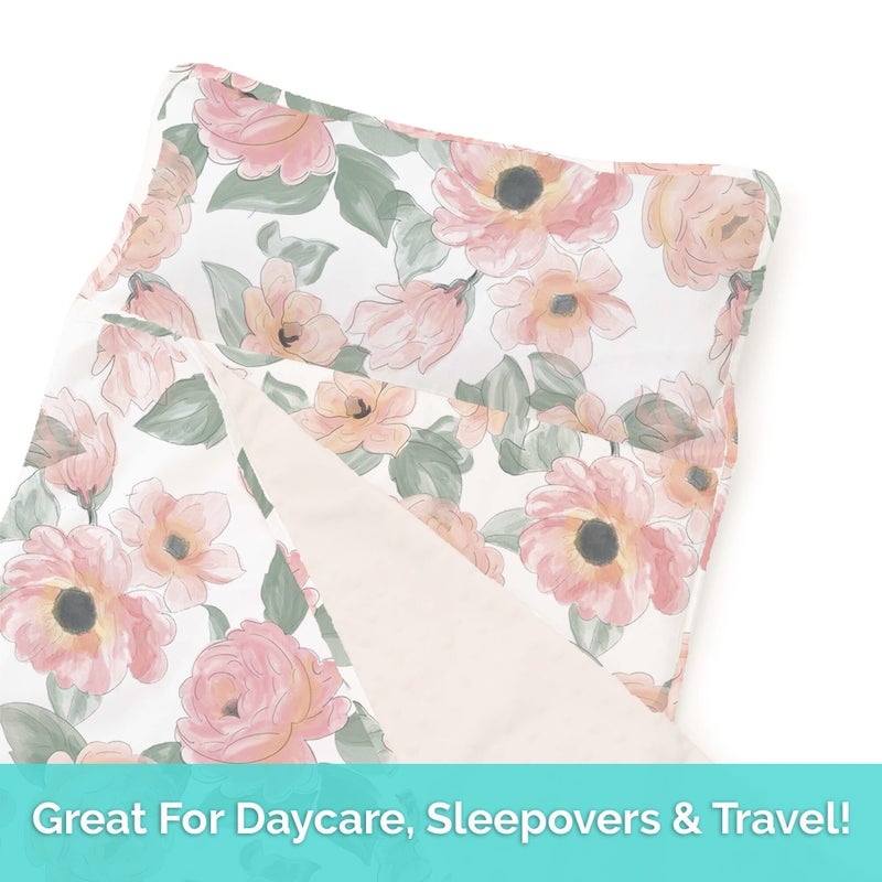 JumpOff Jo Nap Mat for Kids - Cozy Kids Rest Mat with Removable Pillow and Ultra Soft Blanket for Preschool, Daycare, and Sleepovers - Floral Watercolor - Image 5