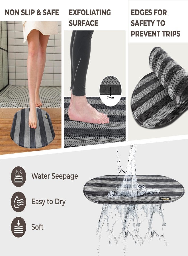 DuroWipe - All PURPOSE MATTING دوروايب - سجادة متعددة الاستخدامات بالإضافة إلى سجادة حمام، سجادات حمام للاستحمام، منطقة المسبح، سجادات أبواب PVC مانعة للانزلاق لمدخل المنزل، للاستخدام الخارجي والداخلي، سجادة متعرجة بسماكة 6.5 مم، مقاس 40 × 70 سم، لون رمادي حجري بيضاوي - Image 2