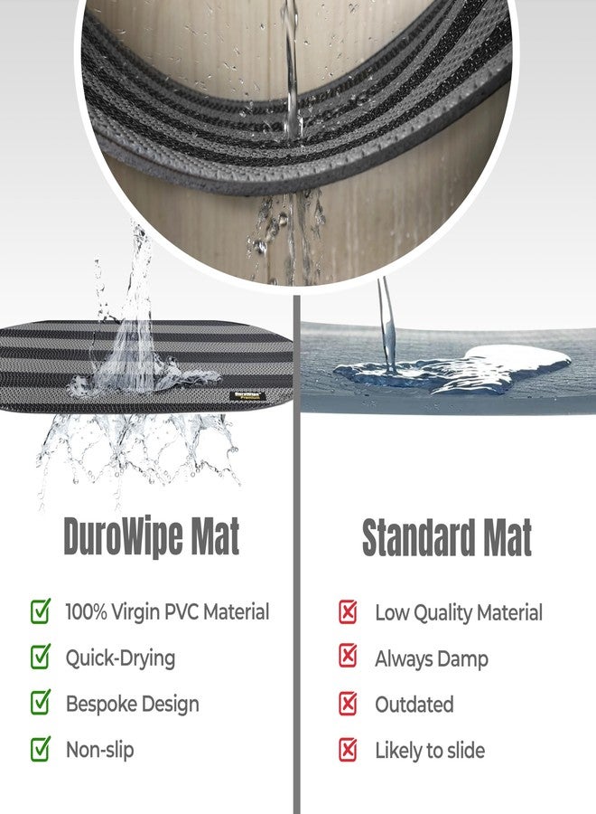 DuroWipe - All PURPOSE MATTING دوروايب - سجادة متعددة الاستخدامات بالإضافة إلى سجادة حمام، سجادات حمام للاستحمام، منطقة المسبح، سجادات أبواب PVC مانعة للانزلاق لمدخل المنزل، للاستخدام الخارجي والداخلي، سجادة متعرجة بسماكة 6.5 مم، مقاس 40 × 70 سم، لون رمادي حجري بيضاوي - Image 5