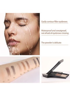 CAKAILA Eyebrow Powder Kit,Eye Brow Powder for Women Long-Lasting Waterproof Three Colors Brow Filler Get Full Defined Natural Brows,Eyebrow Contour Palette with Mirror & Eyebrow Brush,sombra para cejas Black+Dark Light Brown  - Image 3