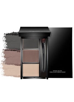 CAKAILA Eyebrow Powder Kit,Eye Brow Powder for Women Long-Lasting Waterproof Three Colors Brow Filler Get Full Defined Natural Brows,Eyebrow Contour Palette with Mirror & Eyebrow Brush,sombra para cejas Black+Dark Light Brown  - Image 1