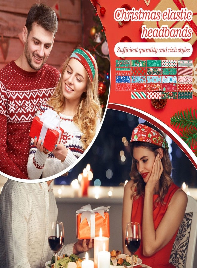 Yilloog 24 Pcs Christmas Stretchy Headbands for Women Christmas Hair Accessories Non Slip Head Wrap for Women Xmas Party Cosplay - Image 4