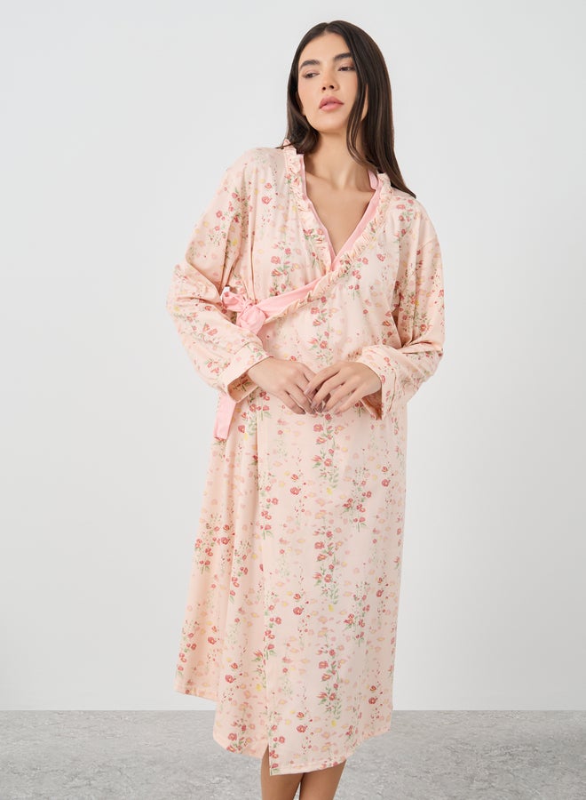 Take Two Take Two Floral Print Ruffle Trim Robe  - Image 2