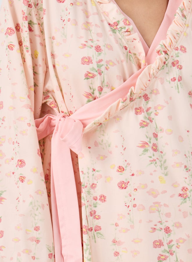Take Two Take Two Floral Print Ruffle Trim Robe  - Image 3