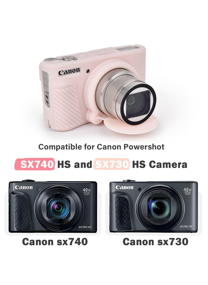 Silicone Camera Case for Canon PowerShot SX740 SX730 Digital Camera SX740 Camera Soft Case Cover Rubber Camera Sleeve with Removable Lens Cover (Jelly Pink)  - Image 2