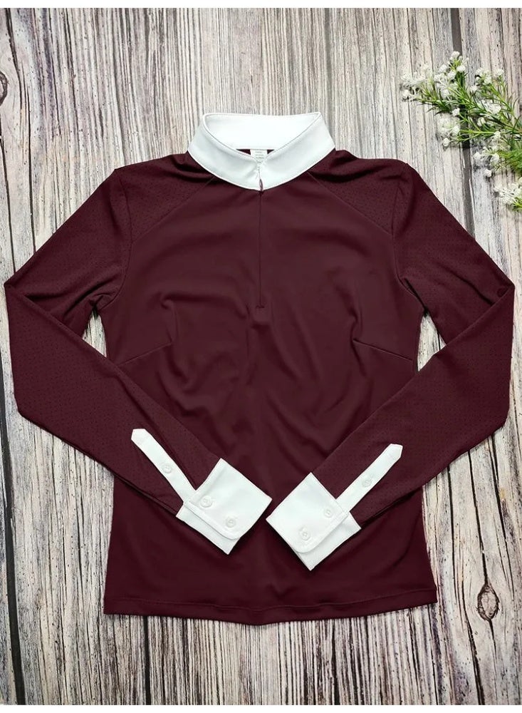general Horse Riding Long Sleeve Shirt Women Equestran Training Clothes Rider Show Top Quick Drying Zipper Base Layer T-shirt - Image 5