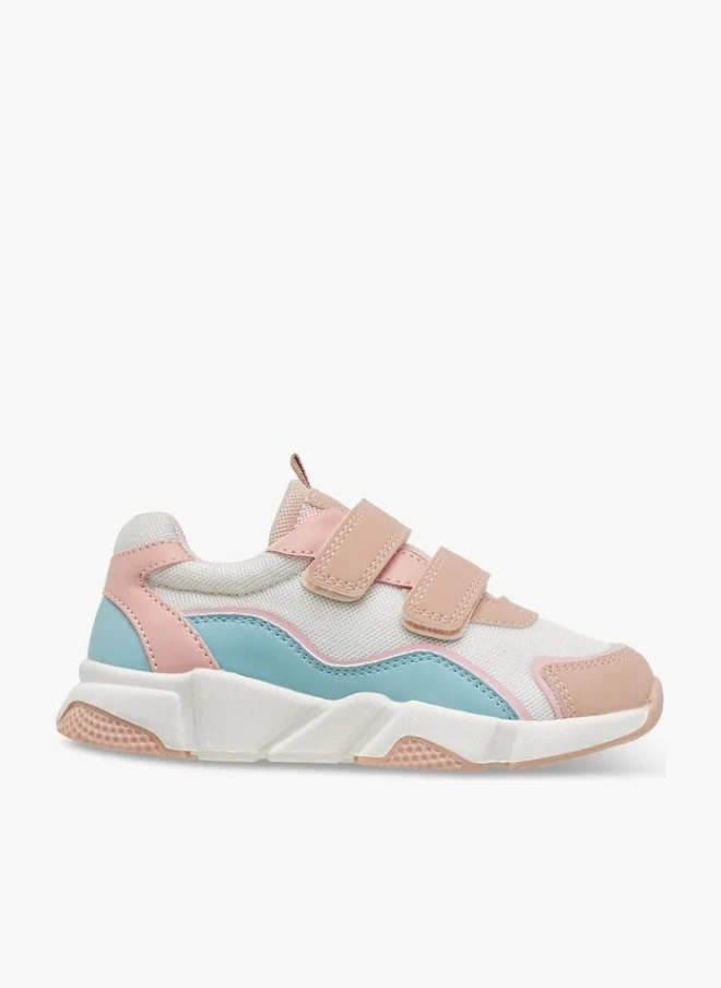 جونيورز Colourblock Sneakers with Hook and Loop Closure