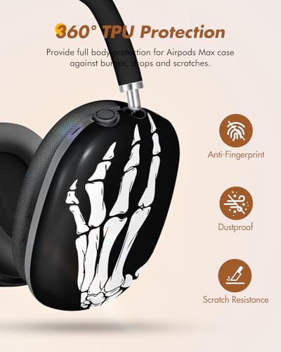 Joyleop for Airpods Max Case - Cool Durable Hard for AirPods Max Covers, Fun Protective Headphones Case with Unique Design, Pretty Essential Accessories for Headphones, Skeleton Hand - Image 2