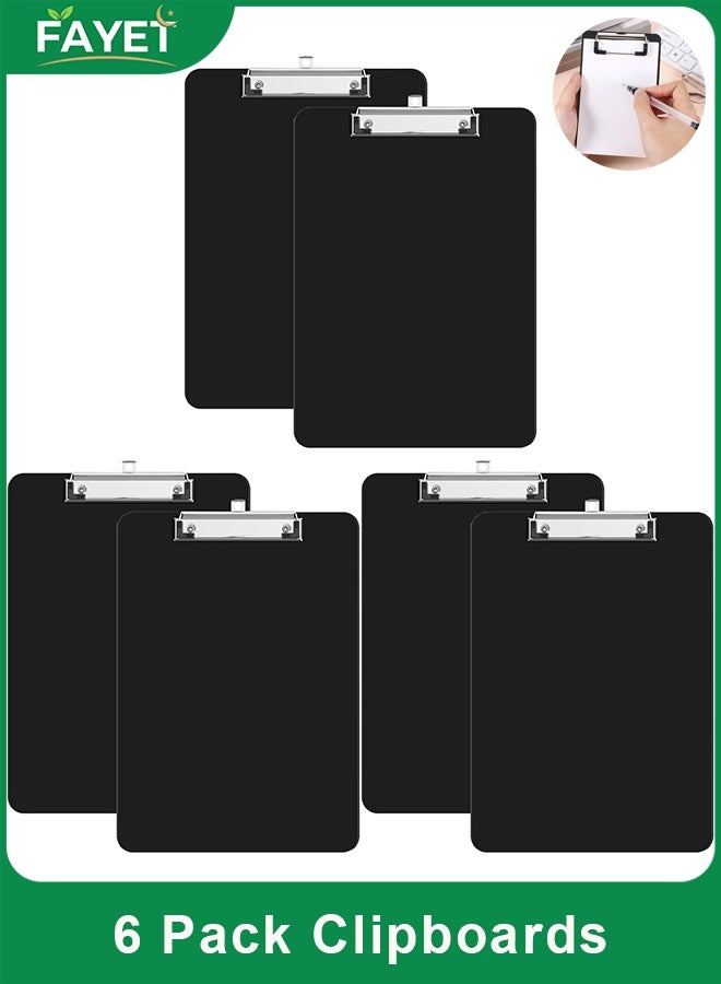 FAYET 6-Pack Mini Black Plastic Clipboards, Pocket-Sized Clip Boards for Notes, Receipts, Tickets, Offices, Restaurants, and Schools - Image 1