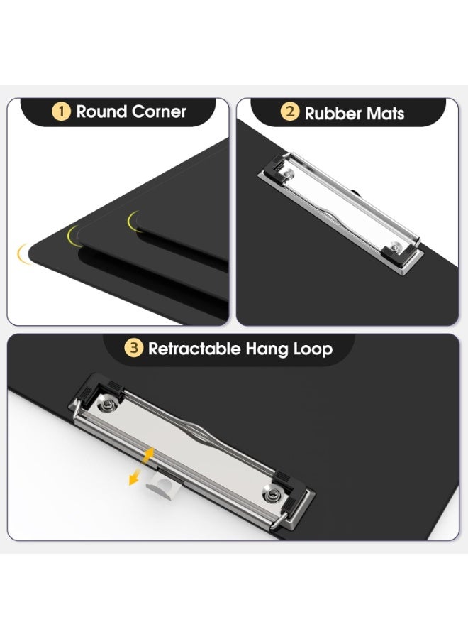 FAYET 6-Pack Mini Black Plastic Clipboards, Pocket-Sized Clip Boards for Notes, Receipts, Tickets, Offices, Restaurants, and Schools - Image 2