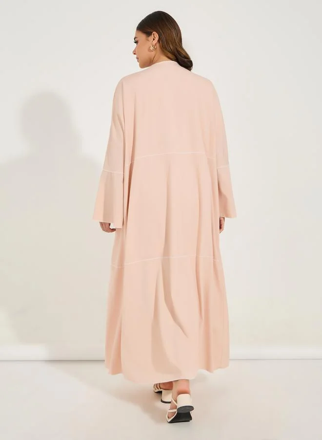 Styli Styli Regular Fit Maxi Kimono with Contrast Stitch Detail