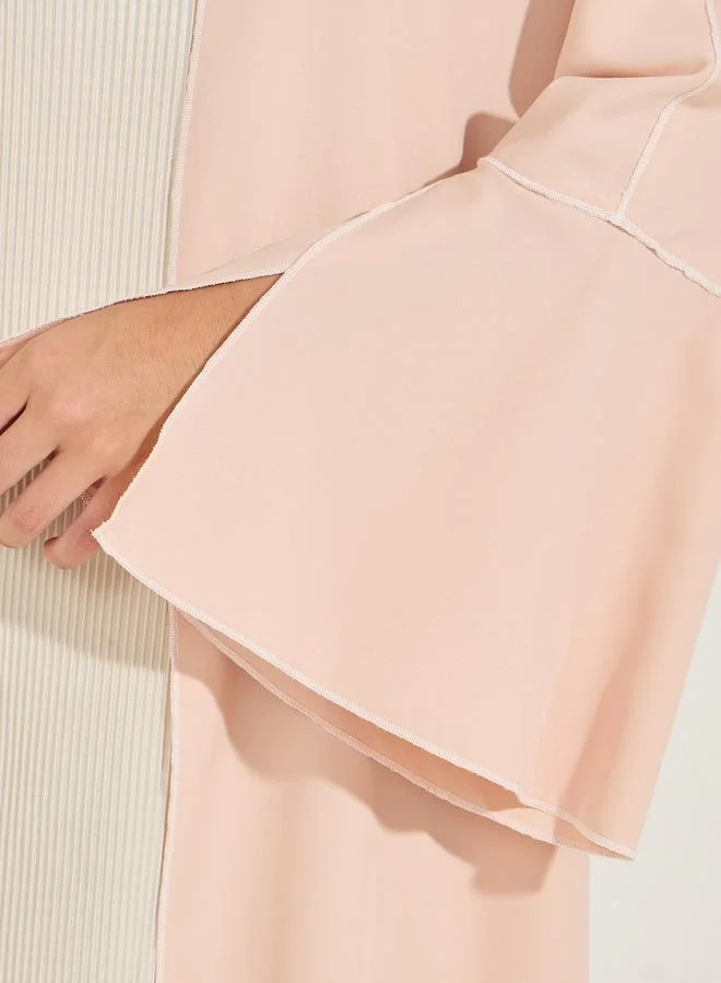 Styli Styli Regular Fit Maxi Kimono with Contrast Stitch Detail