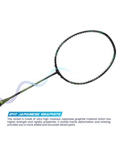 Apacs Asgardia Lite (73 Grams Ultra Lightweight) Made In Vietnam | Japanese Graphite Unstrung Badminton Racket With Full Cover | G2-4 1/8 Inches (Green)  - Image 2