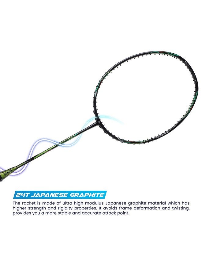 Apacs Asgardia Lite (73 Grams Ultra Lightweight) Made In Vietnam | Japanese Graphite Unstrung Badminton Racket With Full Cover | G2-4 1/8 Inches (Green)  - Image 2