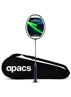 Apacs Asgardia Lite (73 Grams Ultra Lightweight) Made In Vietnam | Japanese Graphite Unstrung Badminton Racket With Full Cover | G2-4 1/8 Inches (Green)  - Image 1