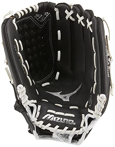 Mizuno girls 12.5" Ball Glove, Black/White Tartan Flex Web, 12.5 US - Image 2