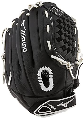 Mizuno girls 12.5" Ball Glove, Black/White Tartan Flex Web, 12.5 US - Image 1