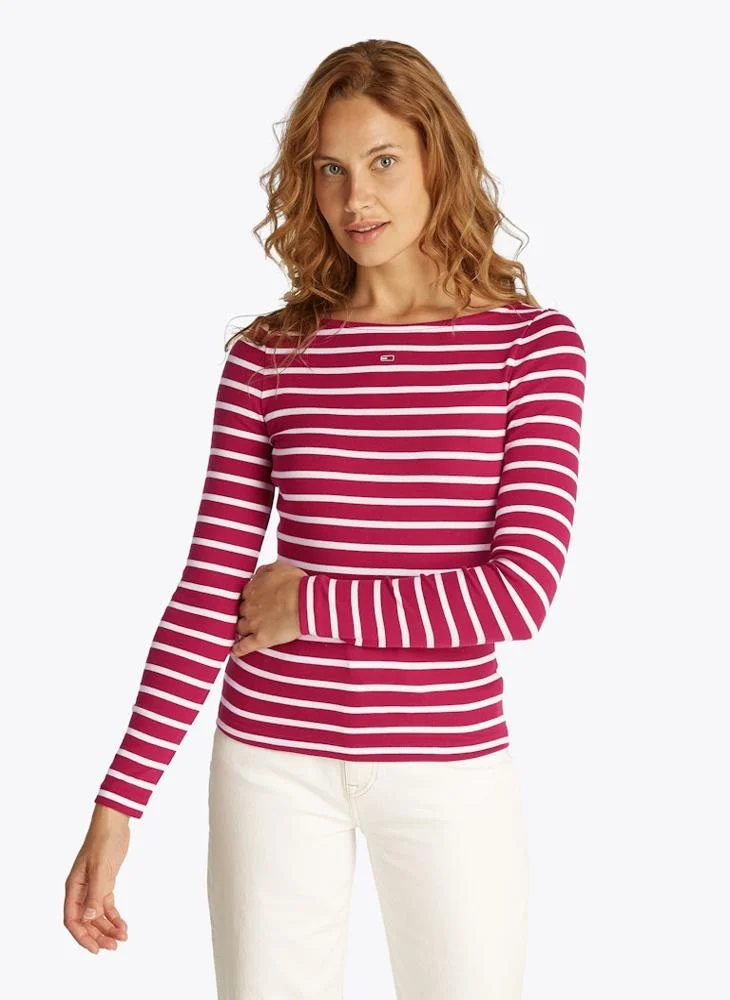 تومي جينز Striped Boat Neck T-Shirt