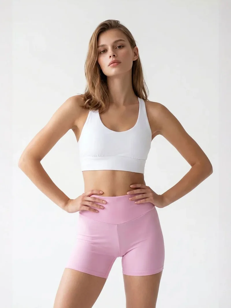 Mixray Blush Pink MIXRAY High-Waist Skinny Cycling Shorts for Women | Best Price UAE