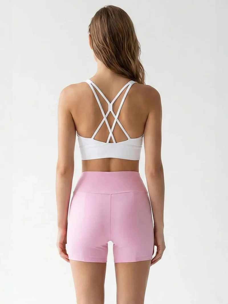 Mixray Blush Pink MIXRAY High-Waist Skinny Cycling Shorts for Women | Best Price UAE