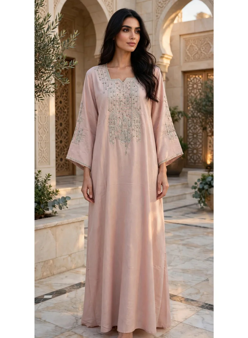 Embellished Sweetheart Square Neck Flowing Maxi Jalabiya
