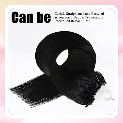 Senmy Micro Links Hair Extensions Human Hair 22inch Jet Black Human Hair Micro Ring 0.5g/strand 50g/pack Micro Loop Hair Extensions Real Human Hair For Women - Image 5