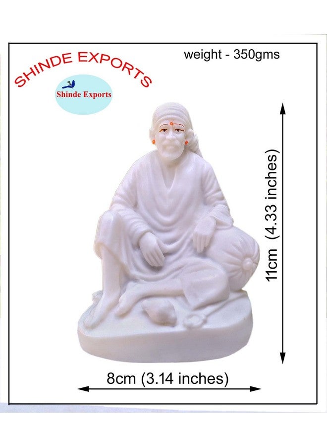 SHINDE EXPORTS shirdi saibaba Idol Marble/saibaba Idol for car Dashboard 11 cm - Image 2