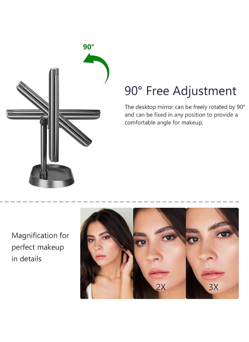 DeWEISN deweisn Trifold Lighted Vanity Makeup Mirror with 21 LEDs Lights,1x/2x/3x Magnification and Touch Screen Dimming,Two Power Supplies Makeup Mirror, Gift for Women  - Image 4