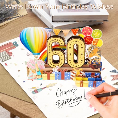 OLOSONG 60th Birthday Card for Men Women, 3D Pop Up 60th Birthday Gifts Cards for Him Her, Back In 1966 Funny 60 Year Old Birthday Decorations, Classy Vintage - Image 5