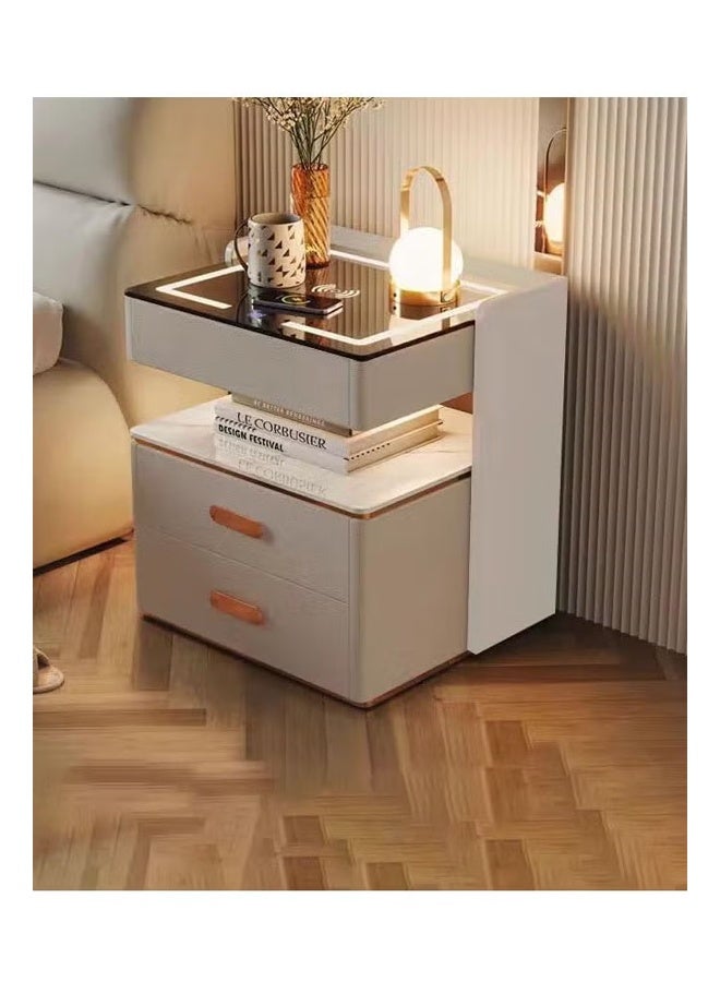 keke Smart Bedside Cabinet with LED Mirror, Wireless Charging & BT Speaker - Image 1